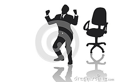 Businessman jumping out of his armchair Vector Illustration