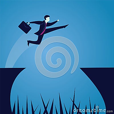 Businessman Jumping Over Gap Vector Illustration