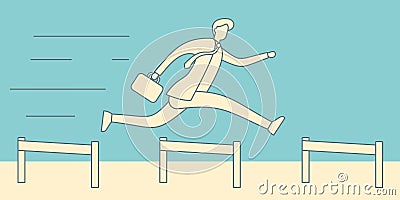 Businessman jumping over hurdles vector illustration Vector Illustration