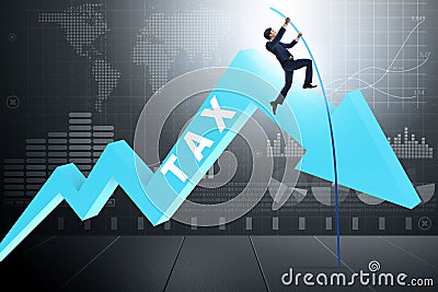 The businessman jumping over tax in tax evasion avoidance concept Stock Photo