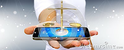 Businessman with justice weighing scales 3D rendering Stock Photo