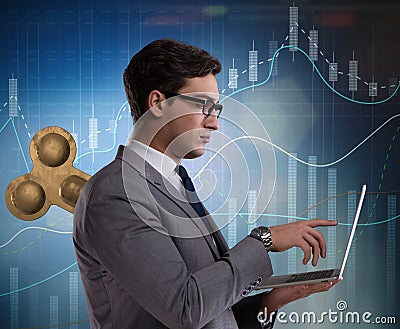 Businessman with key in hardworking concept Stock Photo