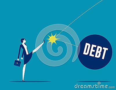 The businessman kicked the ball into the debt Vector Illustration