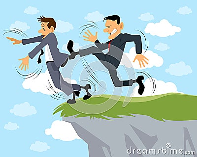 Businessman kicks another Vector Illustration