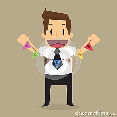 Businessman label success Vector Illustration