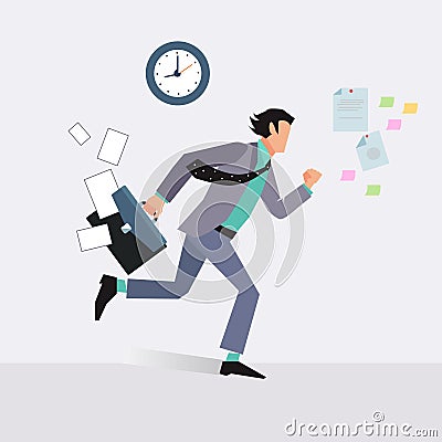 Businessman late for an appointment Vector Illustration