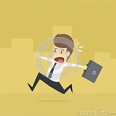 Businessman Late for Work. Man Hurry to Work Vector Illustration