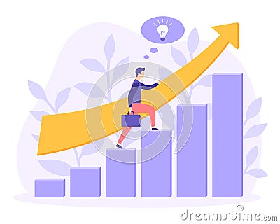 Career growth startup business people flat vector Vector Illustration