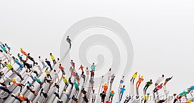 Businessman leader leading a large group of people Cartoon Illustration