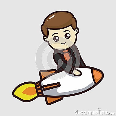 Businessman leadership concept cute mascot design Vector Illustration