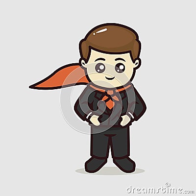 Businessman leadership concept cute mascot design Vector Illustration