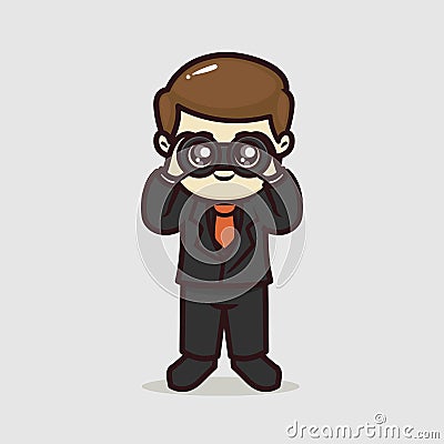 Businessman leadership concept cute mascot design Vector Illustration