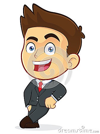 Businessman Leaning on an Empty Block Vector Illustration