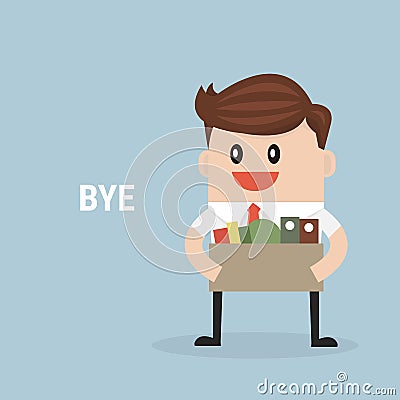 Businessman Leaving Job, vector, flat design. Vector Illustration