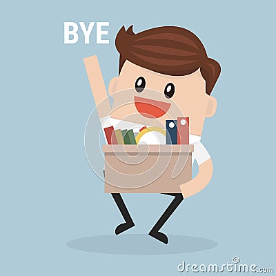 Businessman Leaving Job, vector, flat design. Vector Illustration