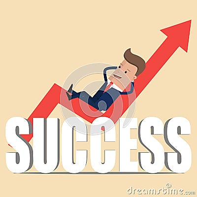 Businessman lie down on the diagram. Success business Concept . Vector illustration Cartoon Illustration