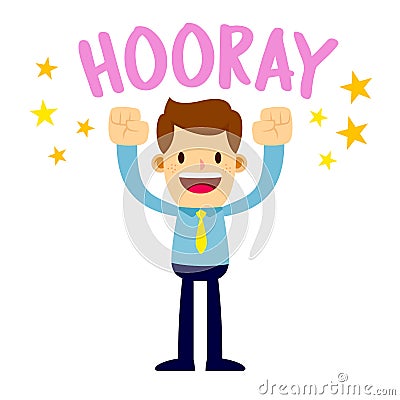 Businessman Lifting His Arms Up And Shout Hooray Vector Illustration