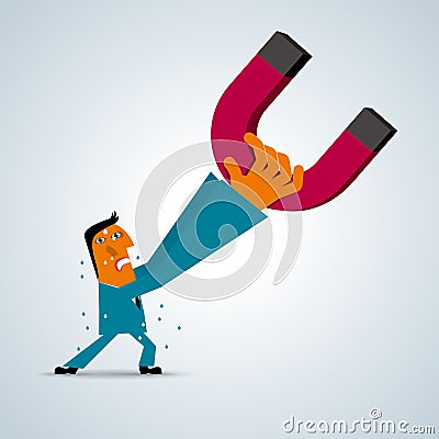 Businessman lifts the magnet. Vector Illustration