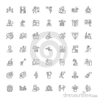 Businessman linear icons, signs, symbols vector line illustration set Vector Illustration