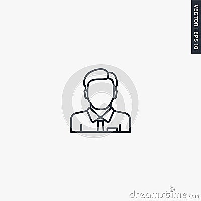 Businessman, linear style sign for mobile concept and web design Vector Illustration