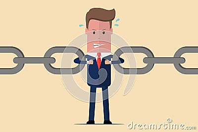 Businessman link chain together. Business concept. Vector illustration Cartoon Illustration