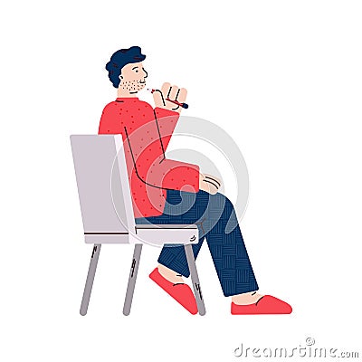 Businessman listens to lecturer or coacher, flat vector illustration isolated. Vector Illustration