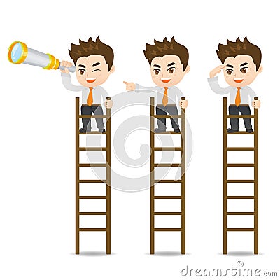 Businessman look on the ladder Vector Illustration
