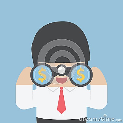 Businessman looking through binoculars Vector Illustration