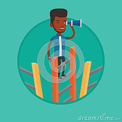 Businessman looking for business opportunities. Vector Illustration