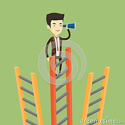Businessman looking for business opportunities. Vector Illustration