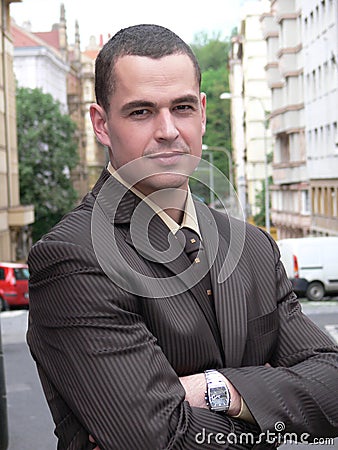 Businessman looking directly Stock Photo