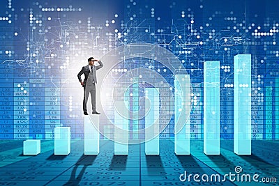 The businessman looking far in economic forecasting concept Stock Photo