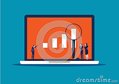 Businessman looking for investment opportunity standing on growth graph. Profit Stock Market. on laptop computer Stock Photo