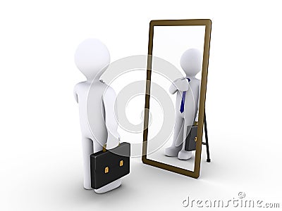 Businessman looking in the mirror Stock Photo