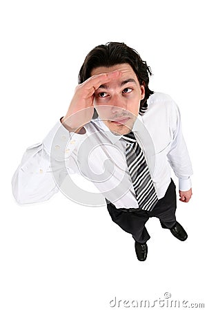 Businessman looking up Stock Photo