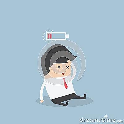 Businessman with low battery Vector Illustration