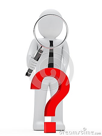 Businessman magnifying glass question mark Stock Photo