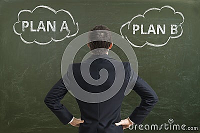 Businessman is making decision and selecting best business strategy Stock Photo