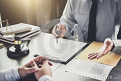 Businessman and Male lawyer or judge consult having team meeting Stock Photo
