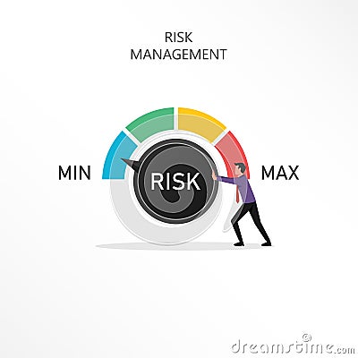 Businessman manage risk, lowest risk concept with switch button pointing to green indicator Vector Illustration
