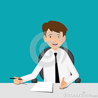 Businessman, manager, consultant at work. Vector Illustration