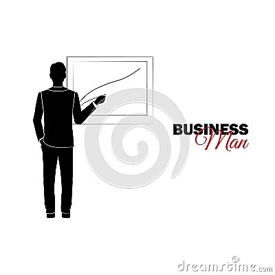 Businessman, Manager. A man in a business suit. Businessman draws Vector Illustration
