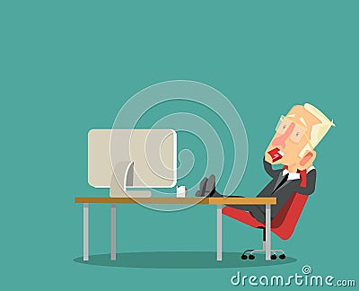 businessman or manager man relaxed in office Vector Illustration