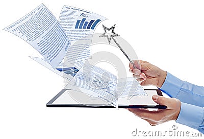 Businessman managing electronic documents Stock Photo