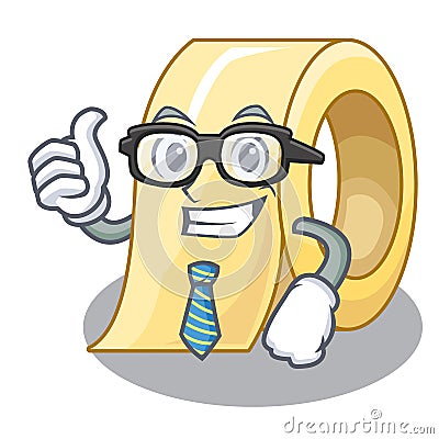 Businessman masking tape above the cartoon table Vector Illustration