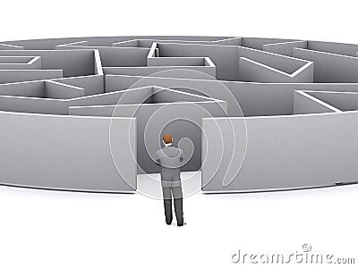 Businessman and maze Stock Photo