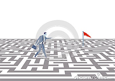 Businessman on maze Vector Illustration