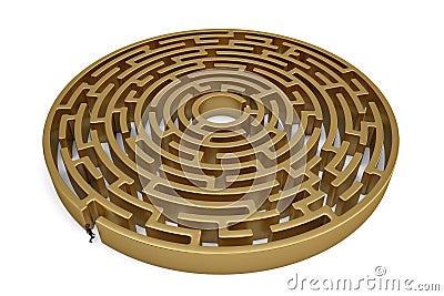 Businessman with a maze success challenge concept. 3D illustration. Cartoon Illustration