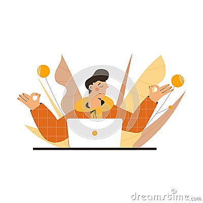 Businessman Meditating and Relaxing Vector Illustration