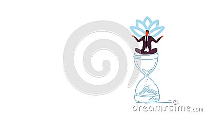 Businessman meditating sitting lotus position on sand watch deadline time management concept business man male manager Vector Illustration